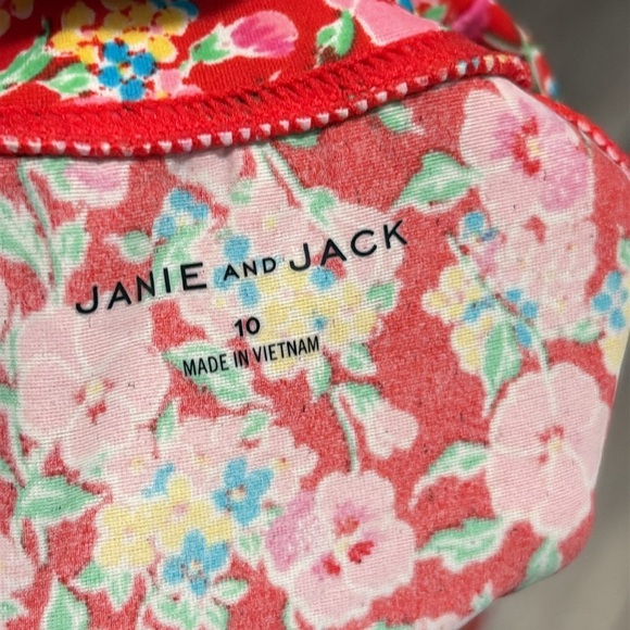 Janie and Jack Girls Cherry Red Ditsy Floral Rash Guard Size 10 - Picture 5 of 7